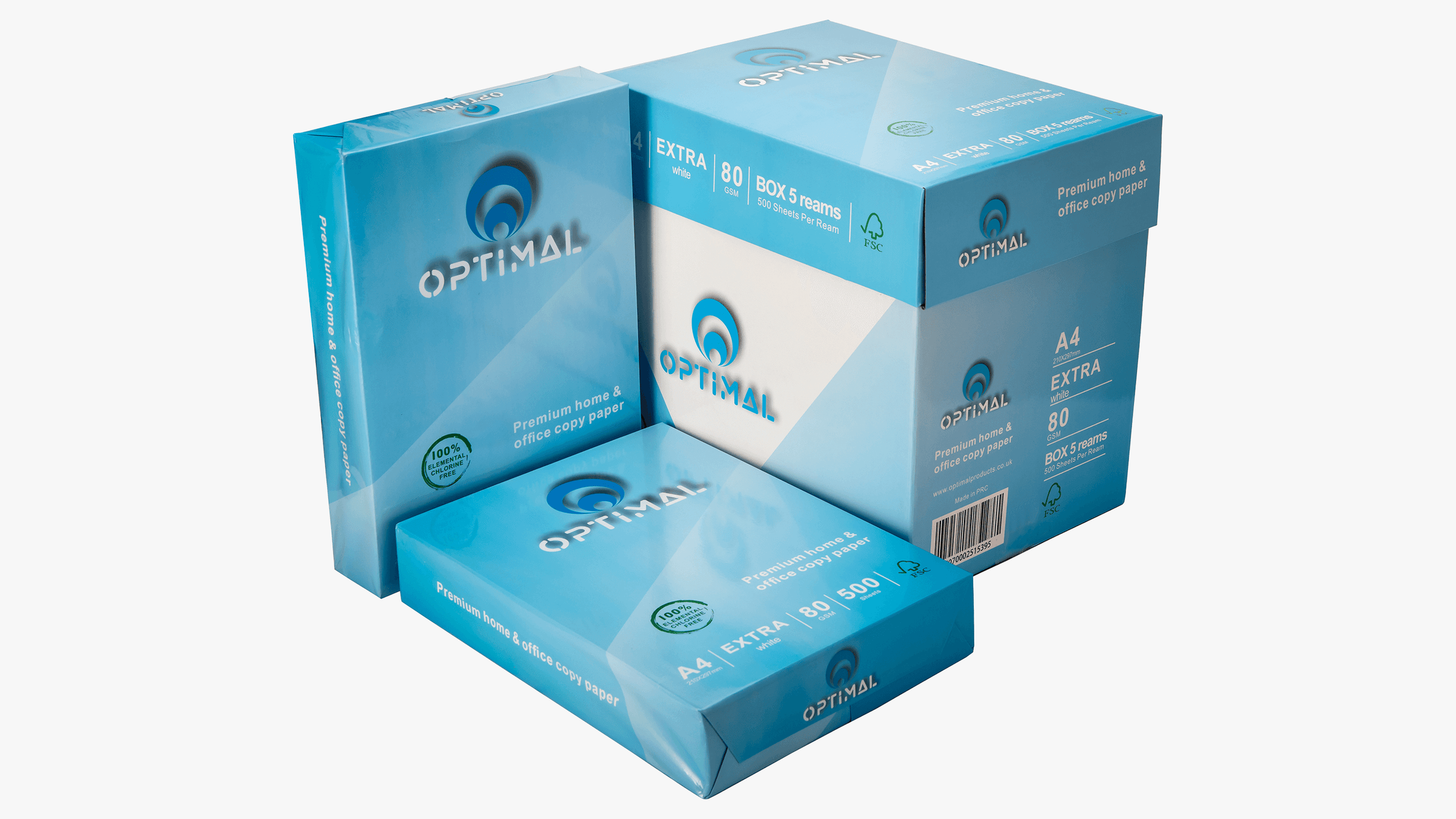 OPTIMAL A4 COPY PRINTER PAPER 80 GSM SMOOTH WHITE 500 SHEETS 2500 SHEETS PREMIUM BUSINESS