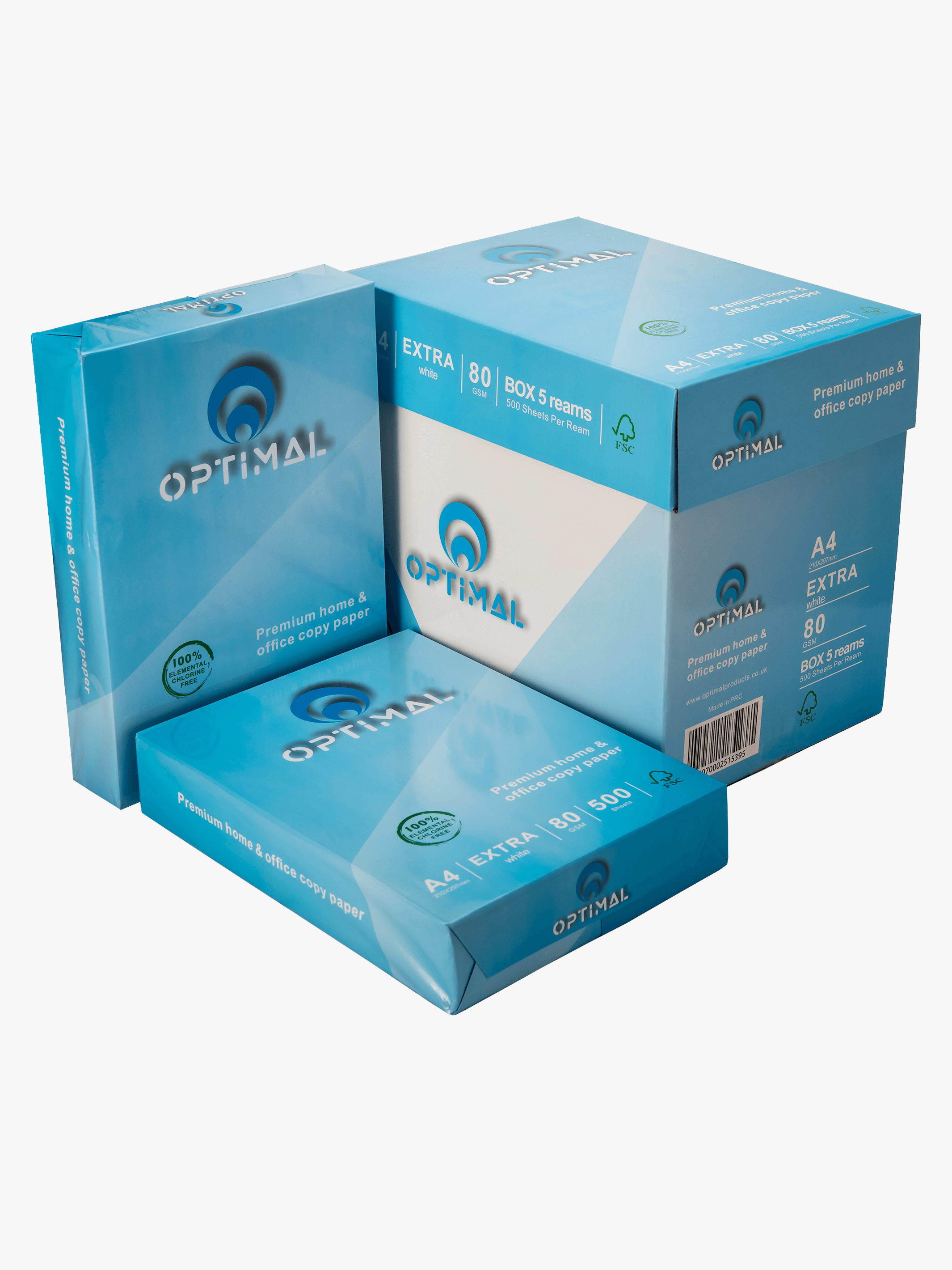OPTIMAL A4 COPY PRINTER PAPER 80 GSM SMOOTH WHITE 500 SHEETS 2500 SHEETS PREMIUM BUSINESS